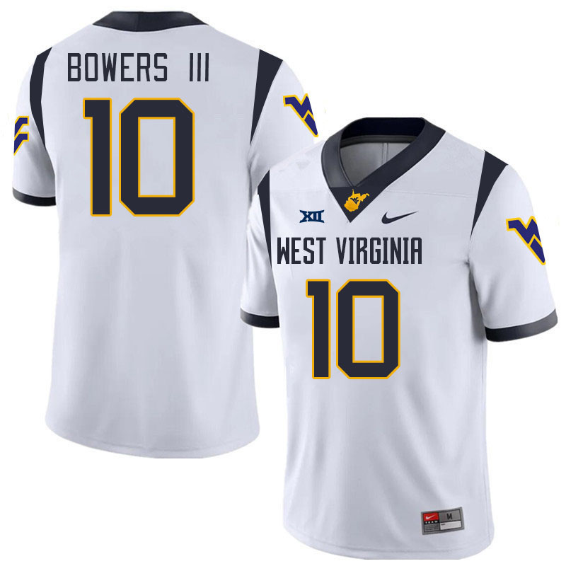 Men #10 Trey Bowers III West Virginia Mountaineers College 2024 New Uniforms Football Jerseys Stitch